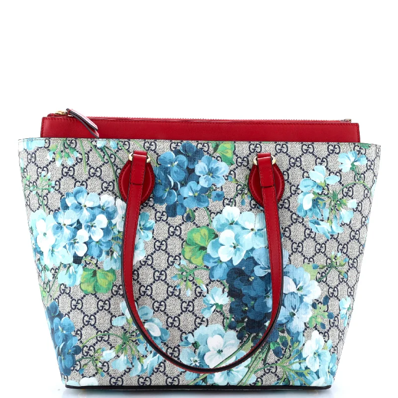 Tote Bag with RFID - Blocking Pocket in Black for Protecting Your Cards and InformationLinea A Zip Tote Blooms Print GG Coated Canvas Medium