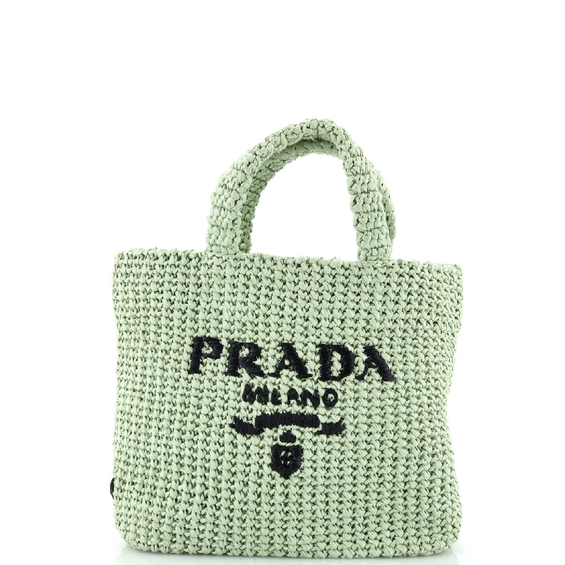 Quilted Tote Bag in Cream with Silver Hardware for a Classic and Sophisticated StyleLogo Tote Raffia Small