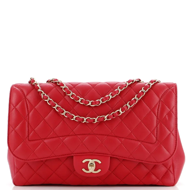 Faux Fur - Trimmed Tote Bag in White for a Cozy Winter LookMademoiselle Chic Flap Bag Quilted Lambskin Jumbo