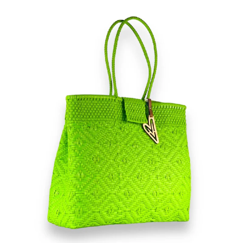 Waterproof Tote Bag in Yellow for Outdoor Activities in Wet WeatherMaria Victoria | Apple Green | Upcycled, Handwoven, Multicolor Shoulder Tote Waterproof Tote Bag in Yellow for Outdoor Activities in Wet WeatherMaria Victoria | Apple Green | Upcycled, Handwoven, Multicolor Shoulder Tote