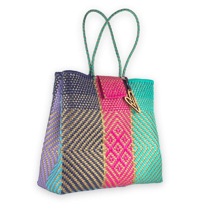 Oversized Jute Tote Bag in Natural Color with Rope Handles for a Beach VacationMaria Victoria | Mardi Gras | Upcycled, Handwoven, Multicolor Shoulder Tote Oversized Jute Tote Bag in Natural Color with Rope Handles for a Beach VacationMaria Victoria | Mardi Gras | Upcycled, Handwoven, Multicolor Shoulder Tote