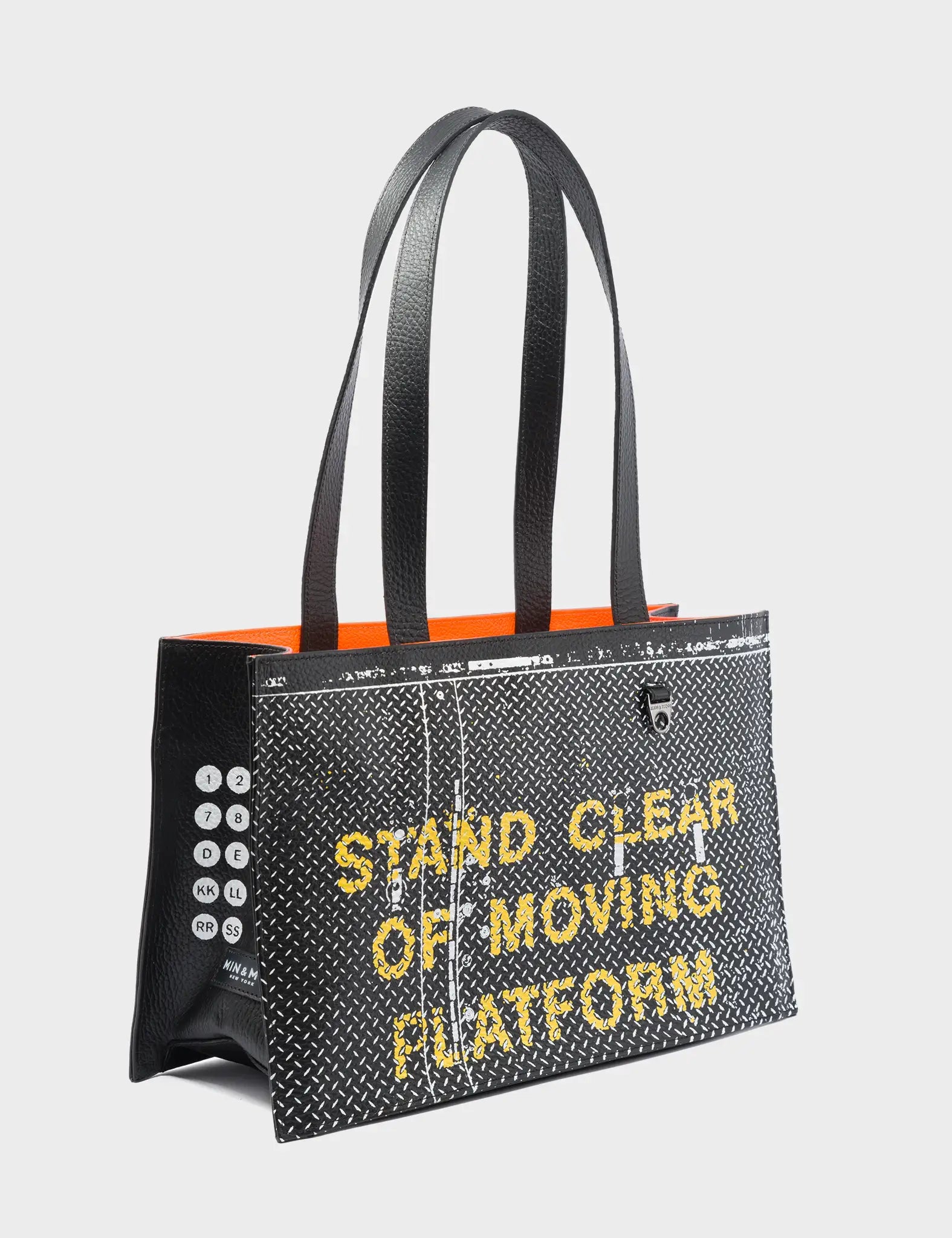Women's Tote Bag with Inner Compartments in Gray for Organizing Everyday EssentialsMarko Small Black Leather Tote Bag - Subway Platform Print