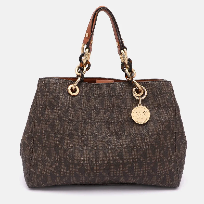 Monogrammed Tote Bag in Brown Leather with Personalized Initials for a Custom and Elegant TouchWomen's Tote Bag with Magnetic Closure in Orange for Easy Access on the GoMichael Kors Brown Signature Coated Canvas Medium Cynthia Tote