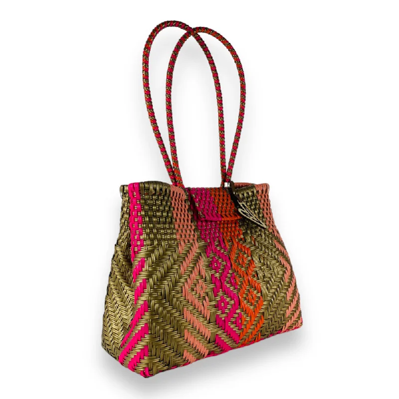 Tote Bag with Adjustable Shoulder Strap in Olive Green for Comfortable CarryingMaria Victoria | Mirage | Multicolor Shoulder Tote Tote Bag with Adjustable Shoulder Strap in Olive Green for Comfortable CarryingMaria Victoria | Mirage | Multicolor Shoulder Tote