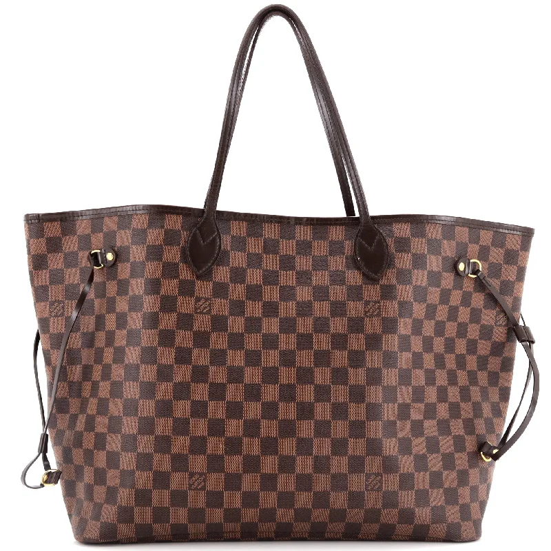 Monogrammed Tote Bag in Brown Leather with Personalized Initials for a Custom and Elegant TouchNeverfull NM Tote Damier GM
