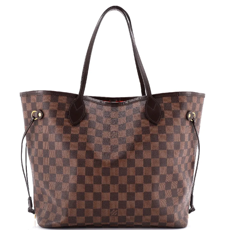 Medium - Sized Canvas Tote Bag in Navy Blue with Striped Pattern for a Nautical - Inspired LookNeverfull NM Tote Damier MM