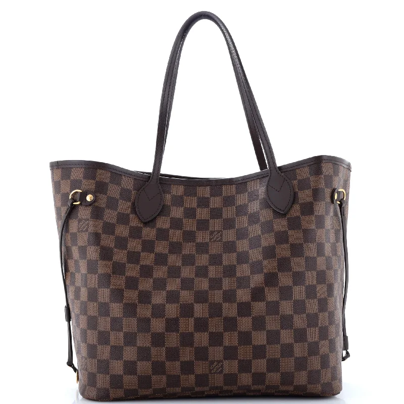 Oversized Jute Tote Bag in Natural Color with Rope Handles for a Beach VacationNeverfull NM Tote Damier MM