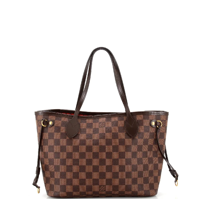 Women's Tote Bag with Detachable Pouch in Purple for Added ConvenienceNeverfull NM Tote Damier PM Women's Tote Bag with Detachable Pouch in Purple for Added ConvenienceNeverfull NM Tote Damier PM