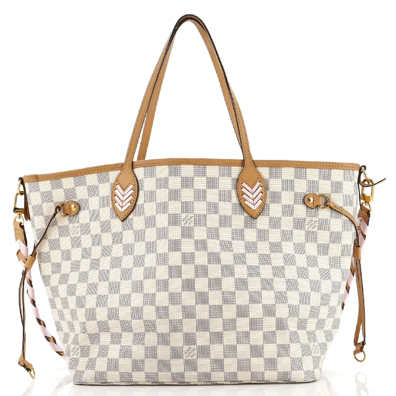 Small Vegan Leather Tote Bag in Blush Pink with Gold - Tone Hardware for a Feminine and Stylish AccessoryNeverfull NM Tote Damier with Braided Detail MM