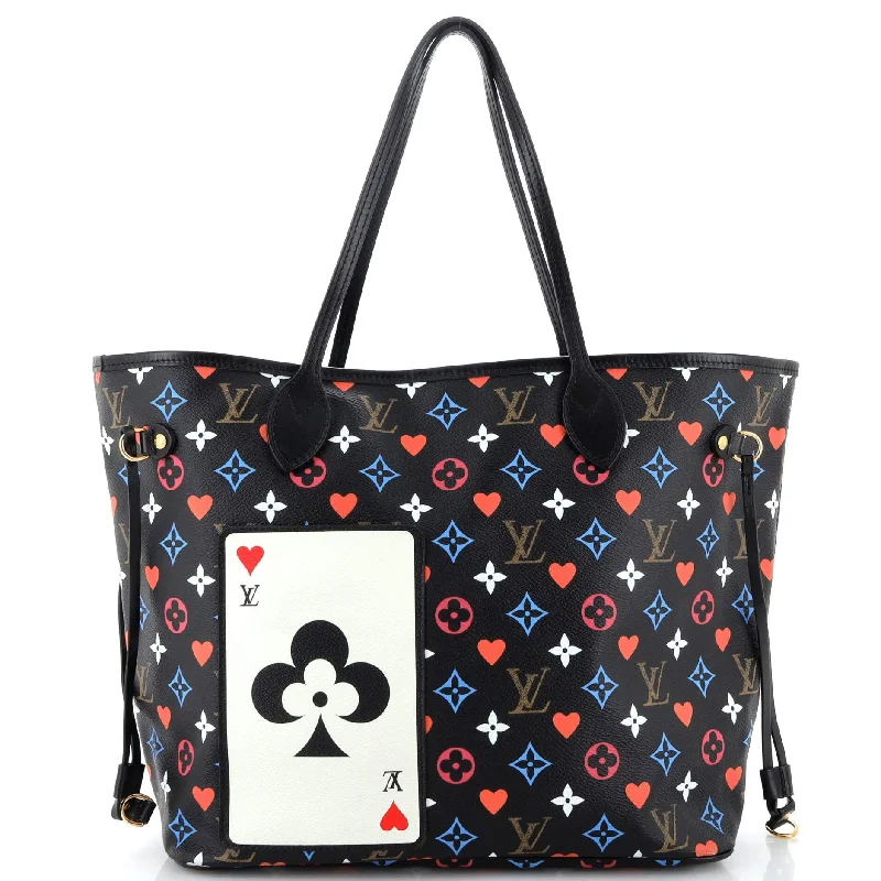 Embroidered Tote Bag in Beige with Floral Motifs for a Boho - Chic VibeNeverfull NM Tote Limited Edition Game On Multicolor Monogram MM