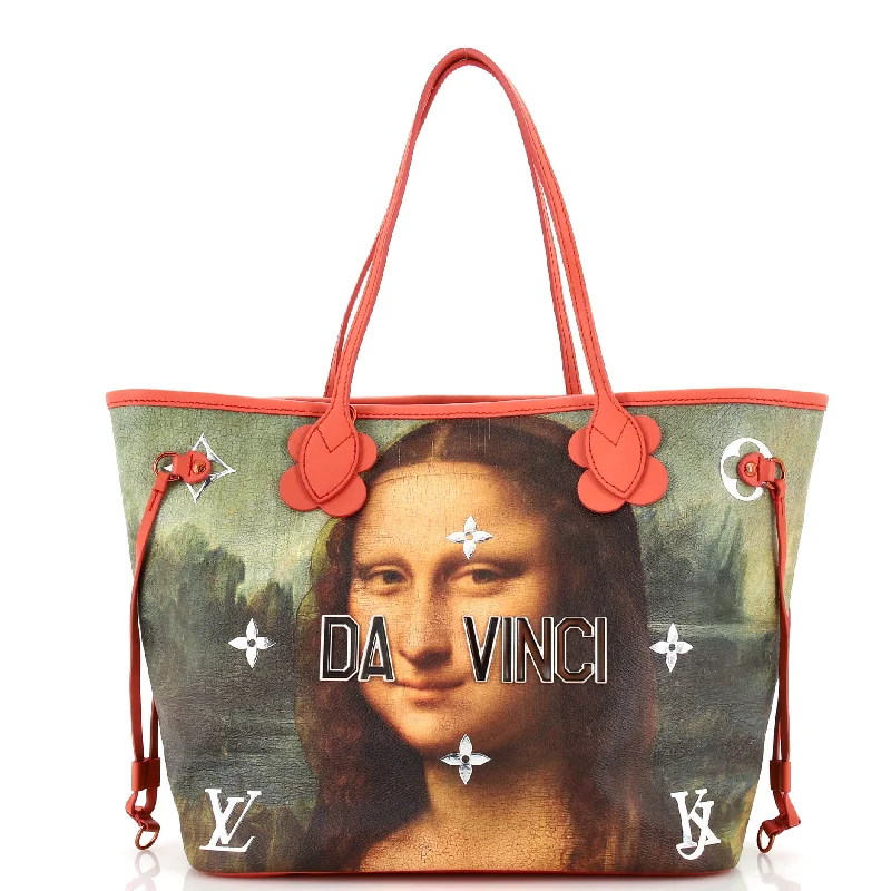 Embroidered Tote Bag in Beige with Floral Motifs for a Boho - Chic VibeNeverfull NM Tote Limited Edition Jeff Koons Da Vinci Print Canvas MM
