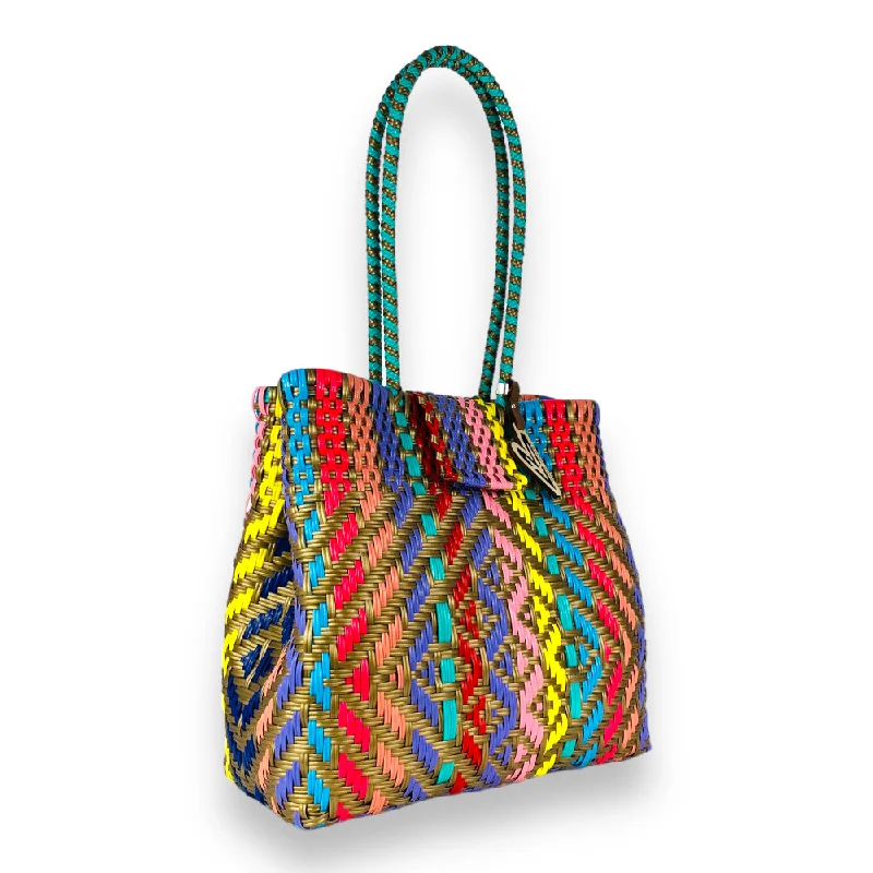 Women's Tote Bag with Inner Compartments in Gray for Organizing Everyday EssentialsMaria Victoria | Oasis | Upcycled, Handwoven, Multicolor Shoulder Tote Women's Tote Bag with Inner Compartments in Gray for Organizing Everyday EssentialsMaria Victoria | Oasis | Upcycled, Handwoven, Multicolor Shoulder Tote