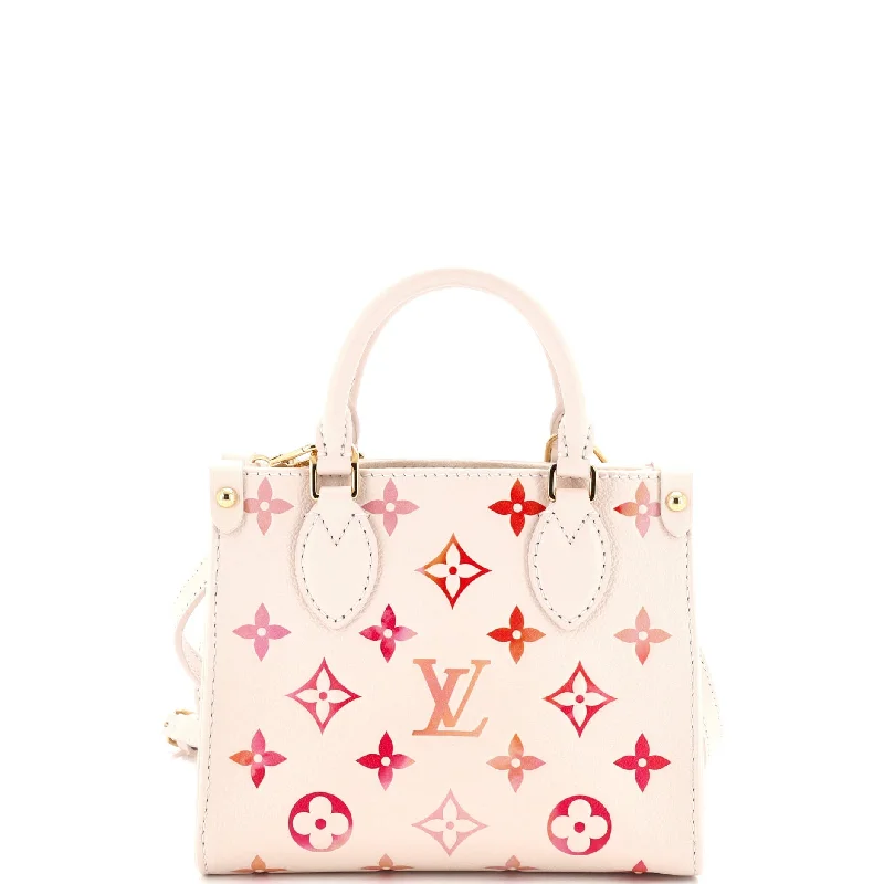Women's Tote Bag with Magnetic Closure in Orange for Easy Access on the GoOnTheGo Tote Monogram Empreinte Sunrise Aquarelle BB
