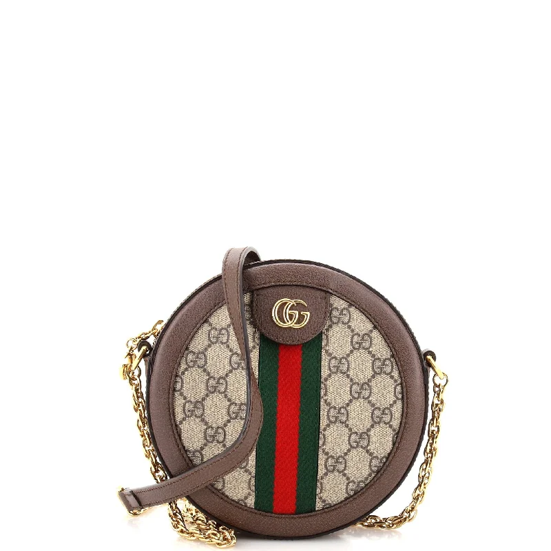 Embroidered Denim Shoulder Bag in Blue for a Vintage VibeOphidia Round Shoulder Bag GG Coated Canvas Mini