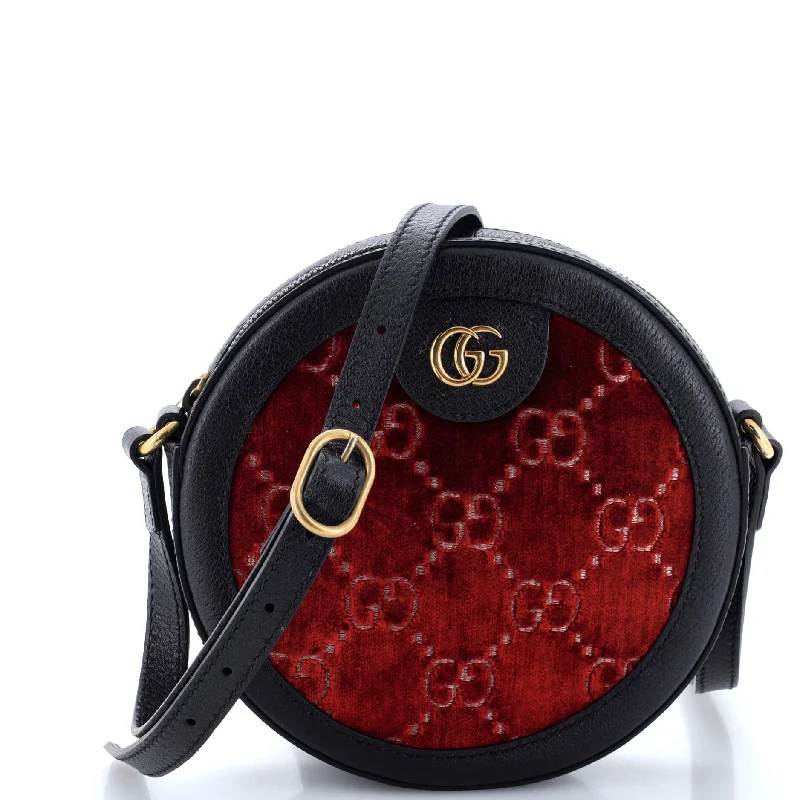 Vegan Leather Shoulder Bag in Gray for Ethical Fashion LoversOphidia Round Shoulder Bag GG Velvet Mini