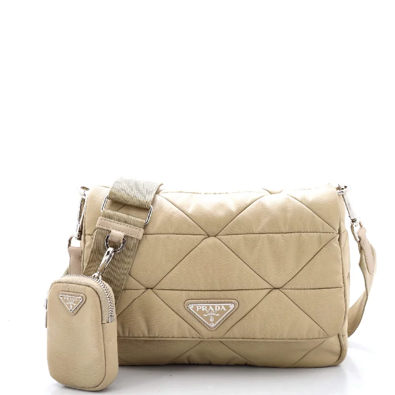 Women's Shoulder Bag with Fringe Details in Brown for a Bohemian StylePadded Flap Shoulder Bag Quilted Tessuto