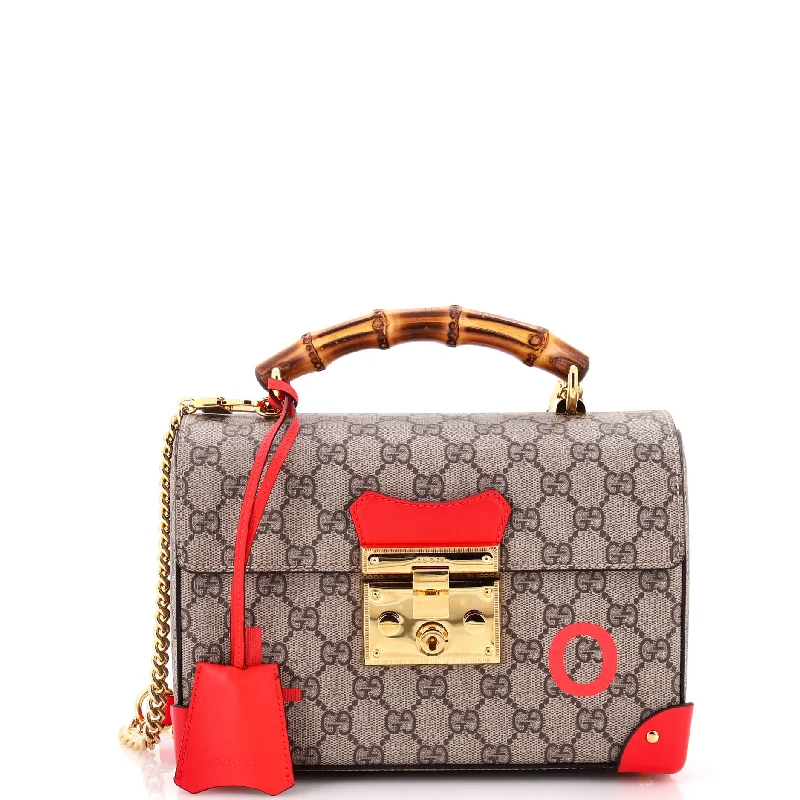 Women's Shoulder Bag with Adjustable Strap in Pink for ComfortPadlock Bamboo Shoulder Bag Printed GG Coated Canvas Small