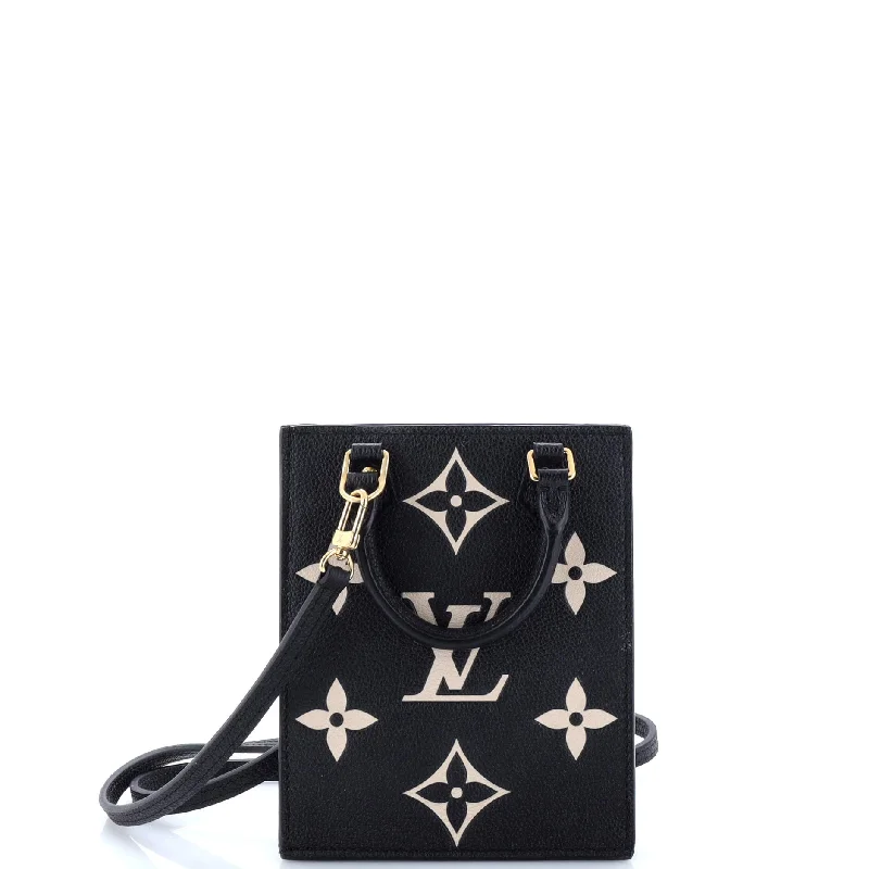 Embroidered Denim Shoulder Bag in Blue for a Vintage VibeWomen's Canvas Shoulder Bag in Navy with Striped Pattern for Beach TripsPetit Sac Plat Bag Bicolor Monogram Empreinte Giant