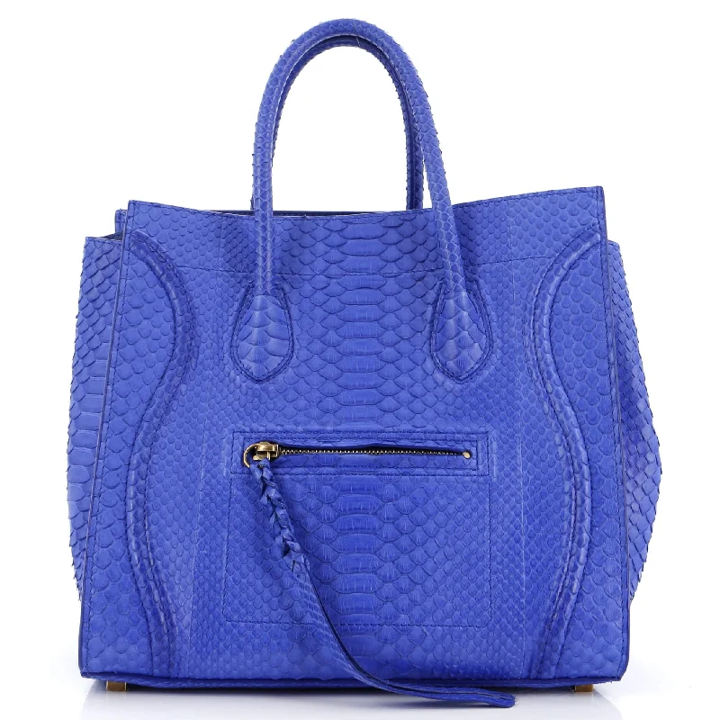 Medium - Sized Canvas Tote Bag in Navy Blue with Striped Pattern for a Nautical - Inspired LookPhantom Bag Python Medium