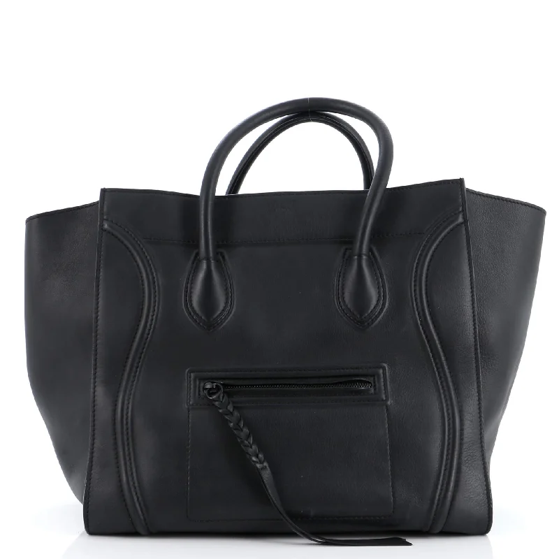 Tote Bag with RFID - Blocking Pocket in Black for Protecting Your Cards and InformationPhantom Bag Smooth Leather Large Tote Bag with RFID - Blocking Pocket in Black for Protecting Your Cards and InformationPhantom Bag Smooth Leather Large