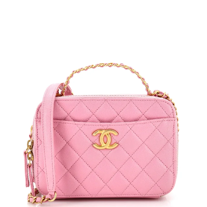 Pick Me Up Logo Handle Vanity Case Quilted Caviar Small