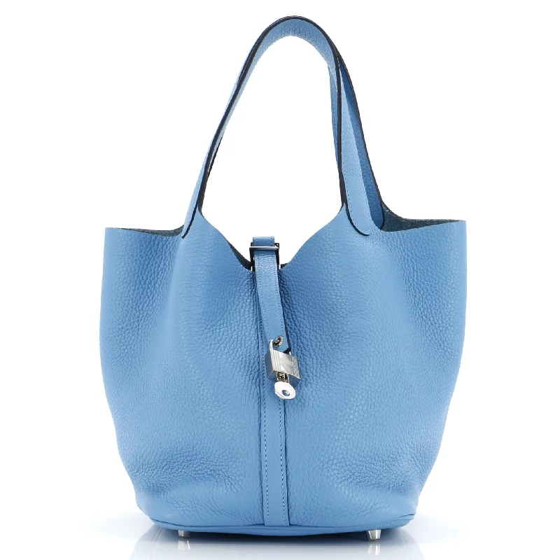 Embroidered Denim Shoulder Bag in Blue for a Vintage VibeShoulder Bag with Chain Strap in Silver for a Trendy AppearancePicotin Lock Bag Clemence MM Embroidered Denim Shoulder Bag in Blue for a Vintage VibeShoulder Bag with Chain Strap in Silver for a Trendy AppearancePicotin Lock Bag Clemence MM