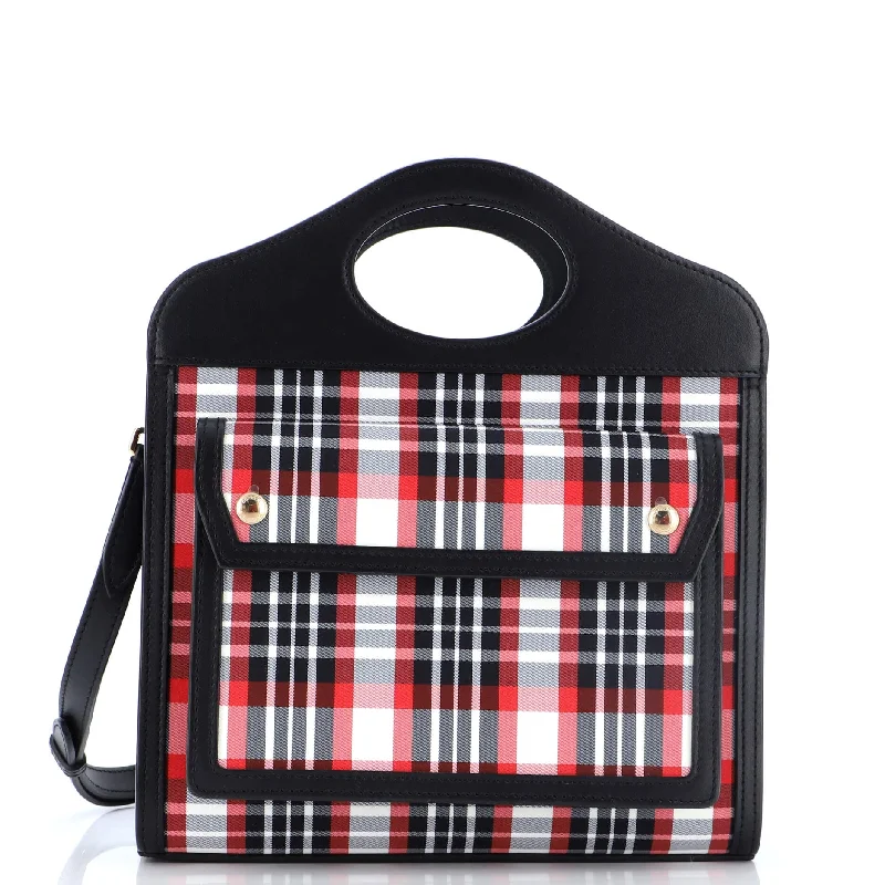Patchwork Tote Bag in Denim with Vintage - Inspired Designs for a Retro AppealPocket Tote Printed Nylon with Leather Mini
