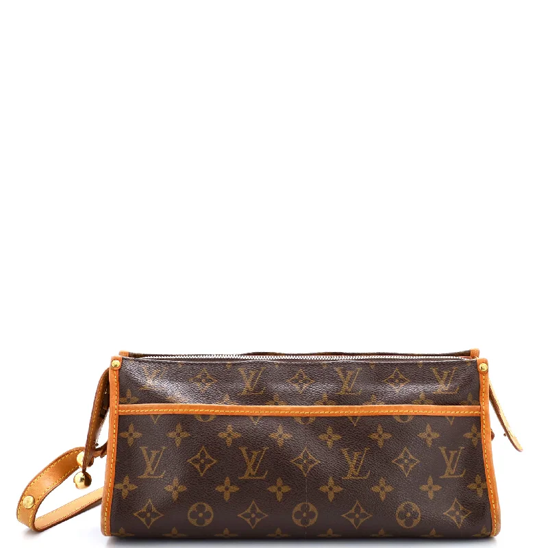Leather Shoulder Bag with Magnetic Closure in Black for Quick AccessPopincourt Shoulder Bag Monogram Canvas Long Leather Shoulder Bag with Magnetic Closure in Black for Quick AccessPopincourt Shoulder Bag Monogram Canvas Long