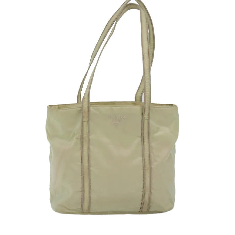 Faux Fur - Trimmed Tote Bag in White for a Cozy Winter LookTote Bag with Adjustable Shoulder Strap in Olive Green for Comfortable CarryingPrada  Synthetic Tote Bag (Pre-Owned)