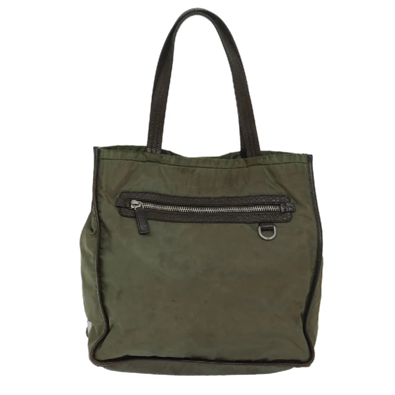 Tote Bag with Adjustable Shoulder Strap in Olive Green for Comfortable CarryingMetallic Tote Bag in Rose Gold with Chain Handles for a Glamorous Night OutPrada Tessuto  Synthetic Tote Bag (Pre-Owned)