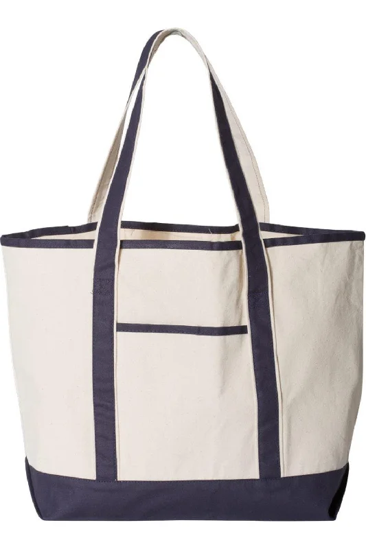 Medium - Sized Canvas Tote Bag in Navy Blue with Striped Pattern for a Nautical - Inspired LookWaterproof Tote Bag in Yellow for Outdoor Activities in Wet WeatherQ-Tees 34.6L Large Canvas Deluxe Tote
