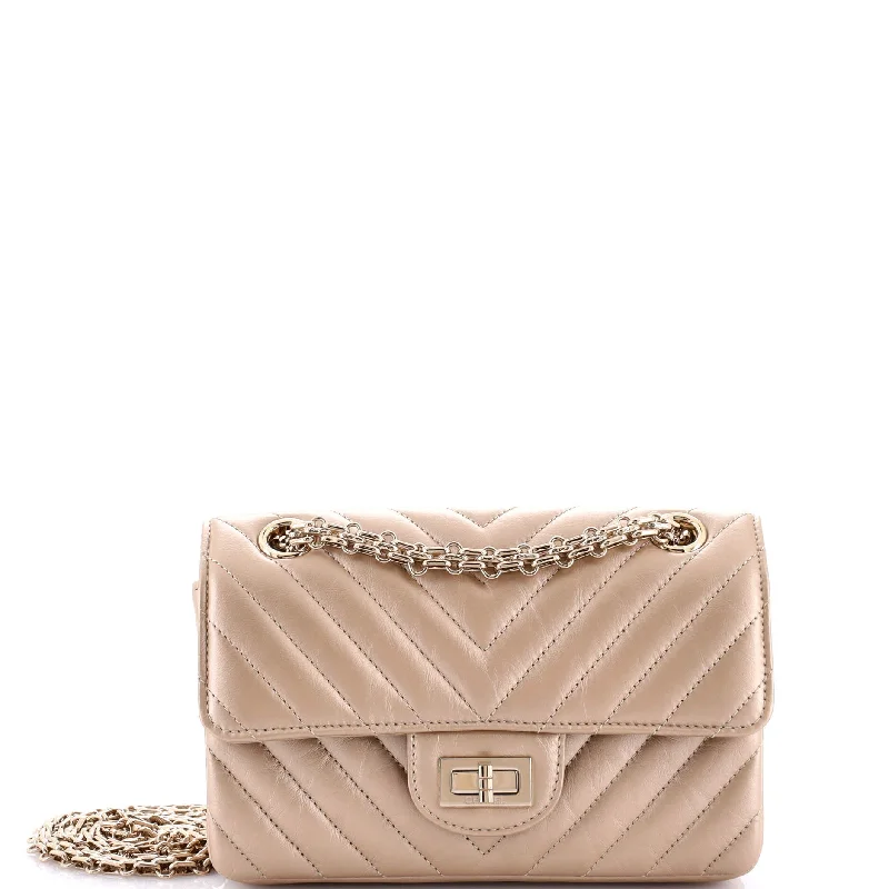 Women's Shoulder Bag with Floral Embroidery in Purple for Spring WalksPvc Shoulder Bag in Clear with Glitter for a Fun and Modern LookReissue 2.55 Flap Bag Chevron Metallic Aged Calfskin Mini