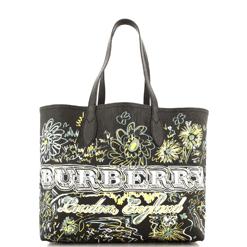 Women's Tote Bag with Inner Compartments in Gray for Organizing Everyday EssentialsWomen's Printed Tote Bag in Floral Patterns for a Spring - Themed Shopping TripReversible Graffiti Giant Tote Printed Canvas Medium