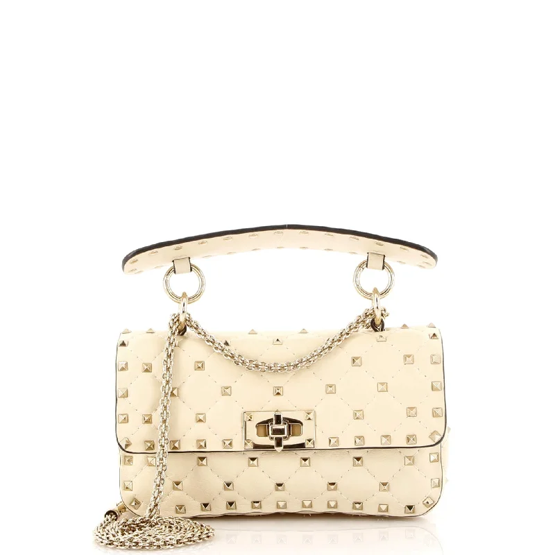 Quilted Shoulder Bag in Cream for a Classic and Elegant LookPvc Shoulder Bag in Clear with Glitter for a Fun and Modern LookRockstud Spike Flap Bag Quilted Leather Small