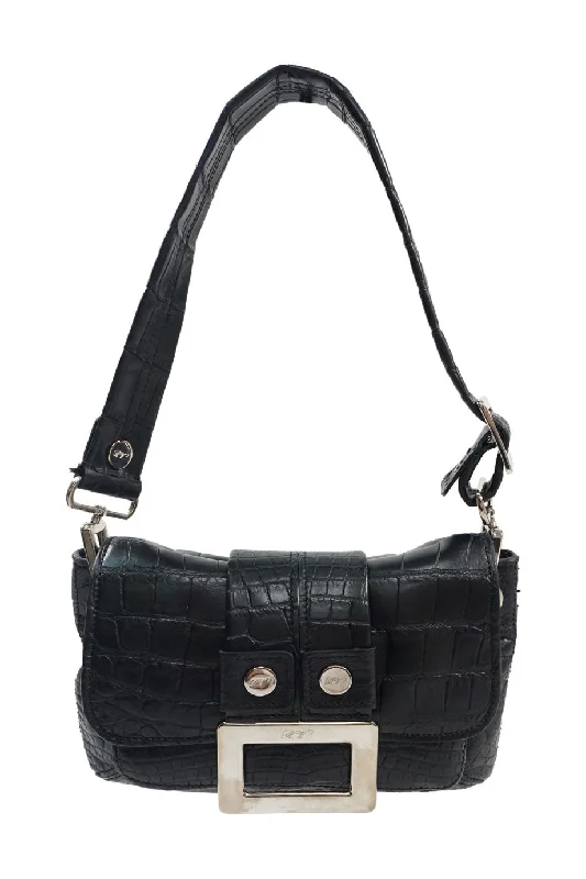 Women's Canvas Shoulder Bag in Navy with Striped Pattern for Beach Trips[WB5155] Roger Vivier | Shoulder Bag
