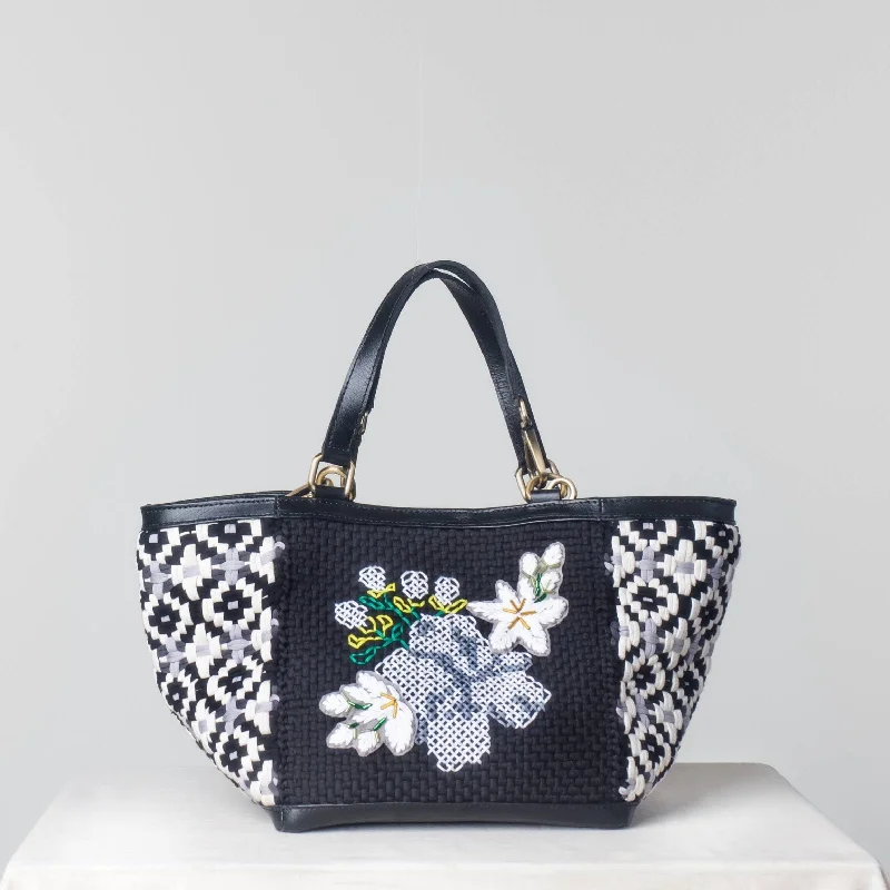 Small Vegan Leather Tote Bag in Blush Pink with Gold - Tone Hardware for a Feminine and Stylish Accessory[Ready Today] Sampaguita Tote Black
