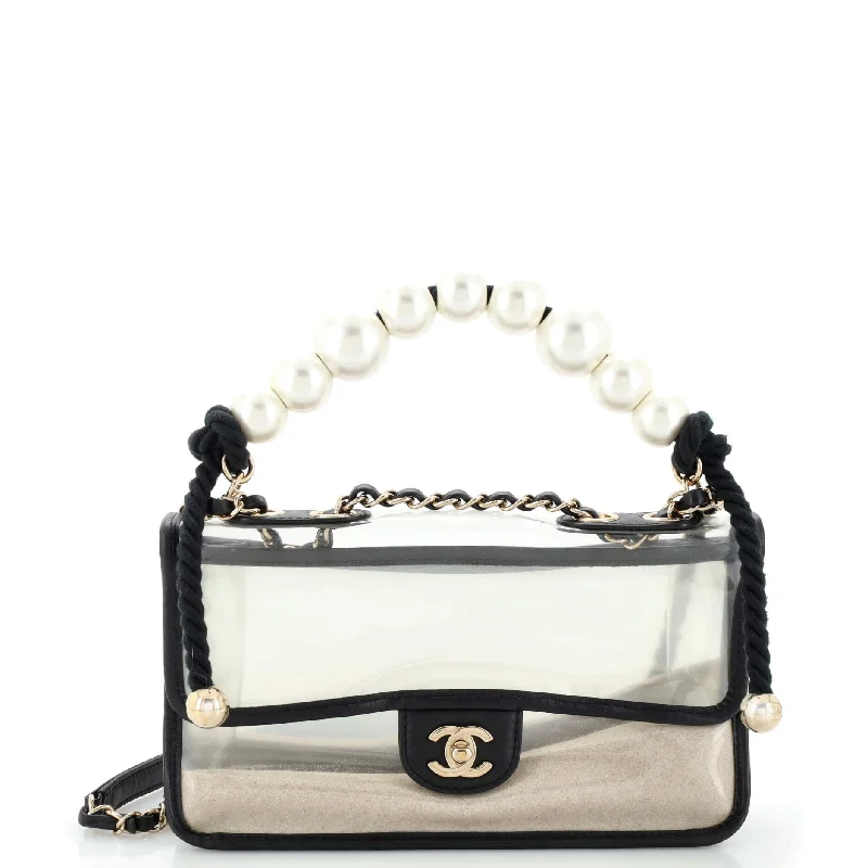 Sand By The Sea Pearl Flap Bag PVC with Lambskin Medium