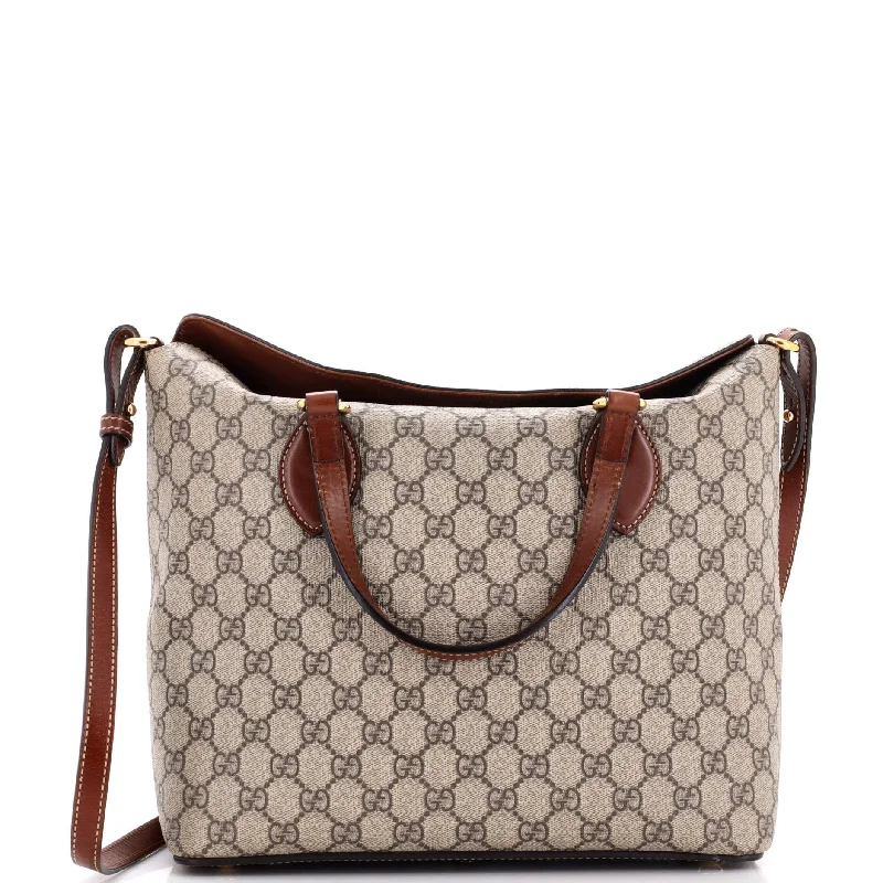 Women's Tote Bag with Magnetic Closure in Orange for Easy Access on the GoSignature Fold Over Tote GG Coated Canvas Medium