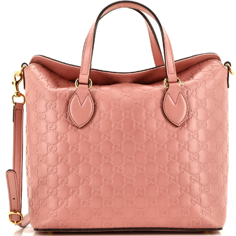 Oversized Jute Tote Bag in Natural Color with Rope Handles for a Beach VacationSignature Fold Over Tote Guccissima Leather Medium