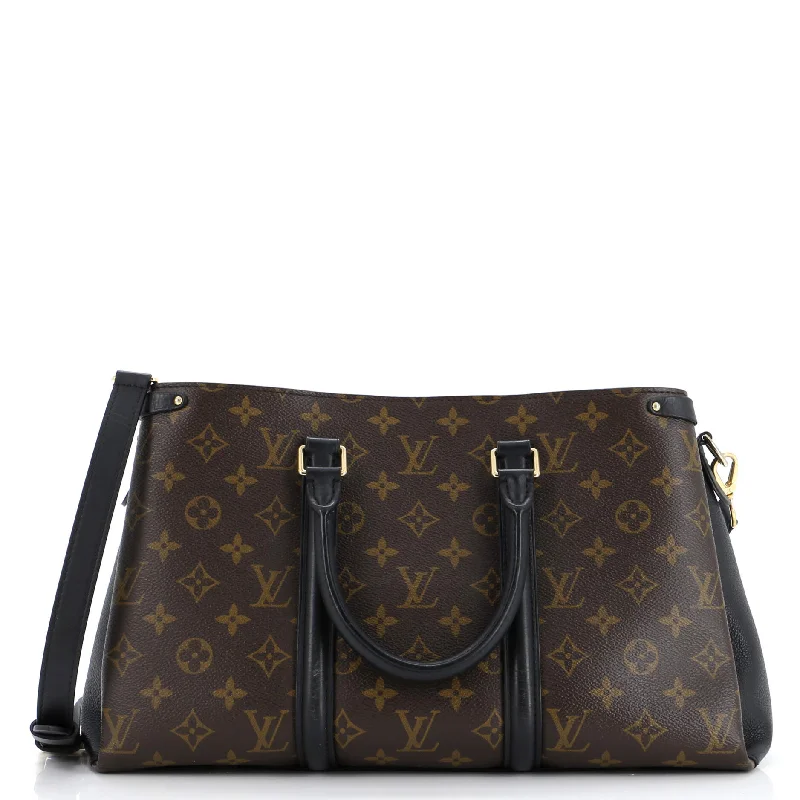 Monogrammed Tote Bag in Brown Leather with Personalized Initials for a Custom and Elegant TouchSoufflot Tote Monogram Canvas with Leather MM
