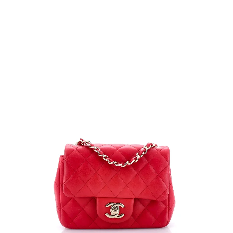 Metallic Shoulder Bag in Gold for Special OccasionsShoulder Bag with Geometric Pattern in Multicolor for a Contemporary StyleSquare Classic Single Flap Bag Quilted Lambskin Mini