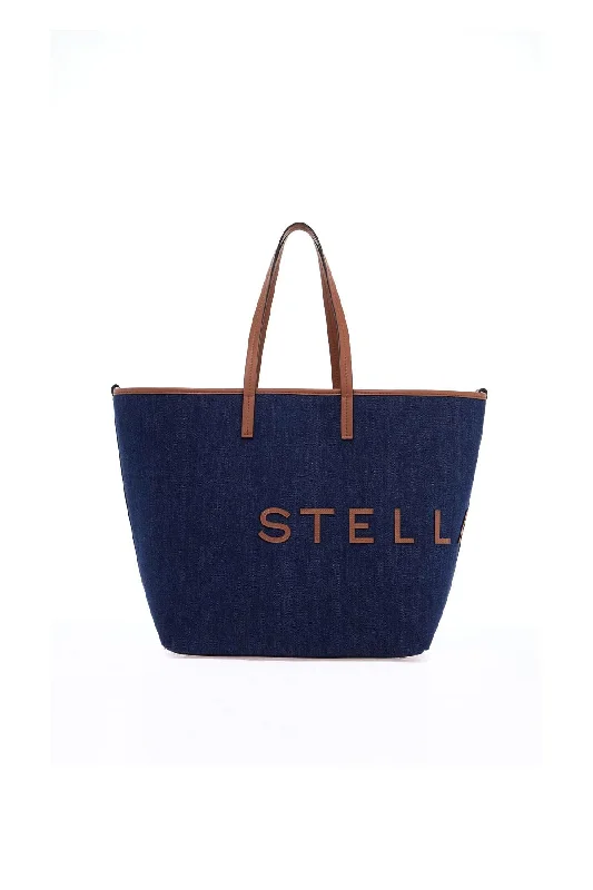 Quilted Tote Bag in Cream with Silver Hardware for a Classic and Sophisticated StyleWomen's Tote Bag with Inner Compartments in Gray for Organizing Everyday EssentialsStella Mccartney Women's blue Tote Bag With Logo Branding