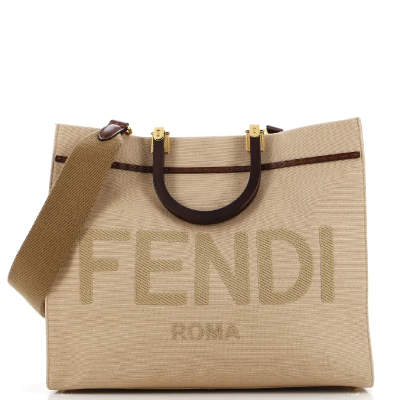 Faux Fur - Trimmed Tote Bag in White for a Cozy Winter LookSunshine Shopper Tote Canvas Medium