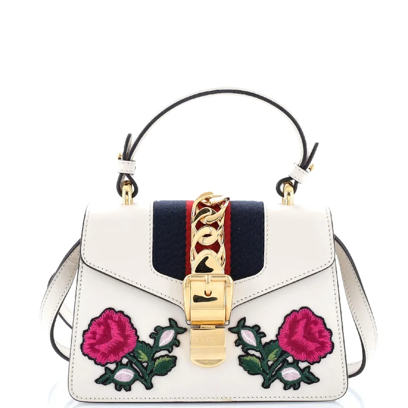 Sylvie Top Handle Bag Embroidered Leather Mini