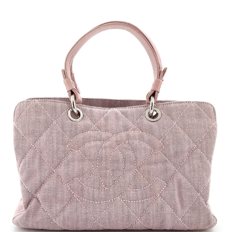Metallic Tote Bag in Rose Gold with Chain Handles for a Glamorous Night OutTimeless CC Soft Zip Tote Quilted Denim Medium