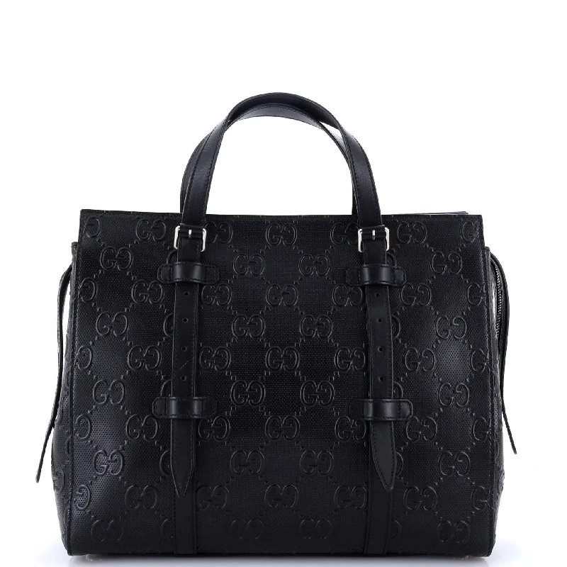 Patchwork Tote Bag in Denim with Vintage - Inspired Designs for a Retro AppealTote Bag GG Embossed Perforated Leather