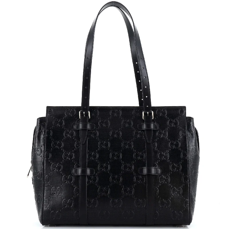 Patchwork Tote Bag in Denim with Vintage - Inspired Designs for a Retro AppealTote Bag GG Embossed Perforated Leather