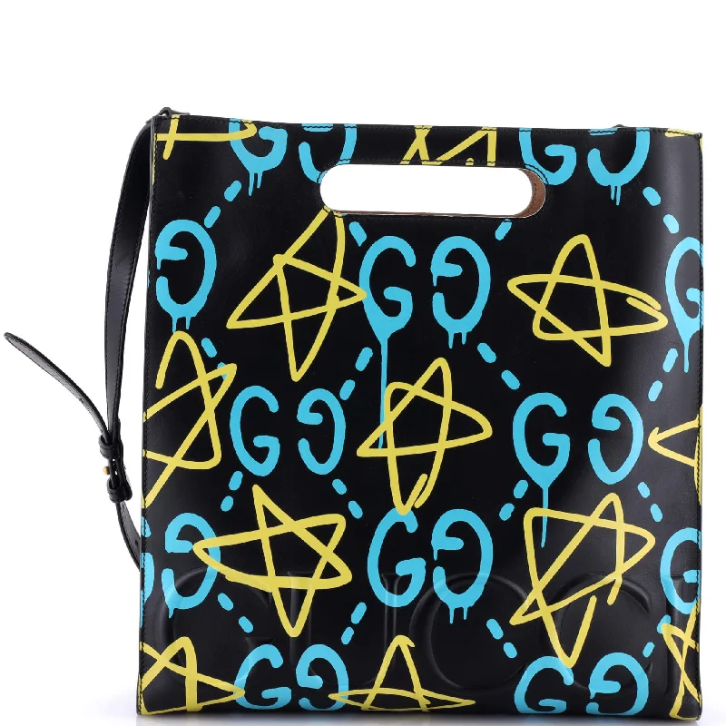 Large Capacity Genuine Leather Women's Tote Bag in Black for Work and CommutingTote GucciGhost Leather Medium