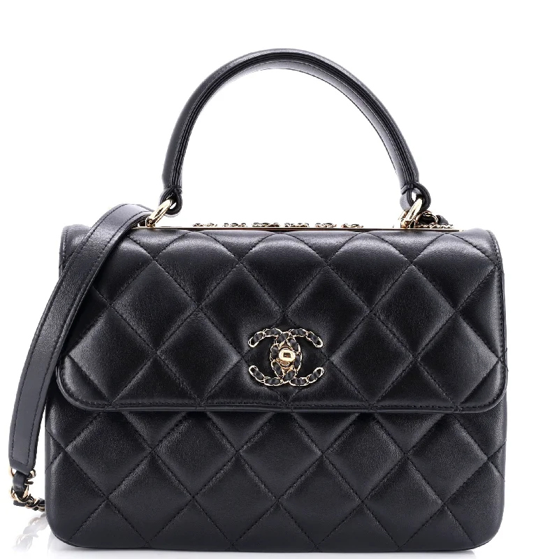 Trendy CC Top Handle Bag Quilted Lambskin Small