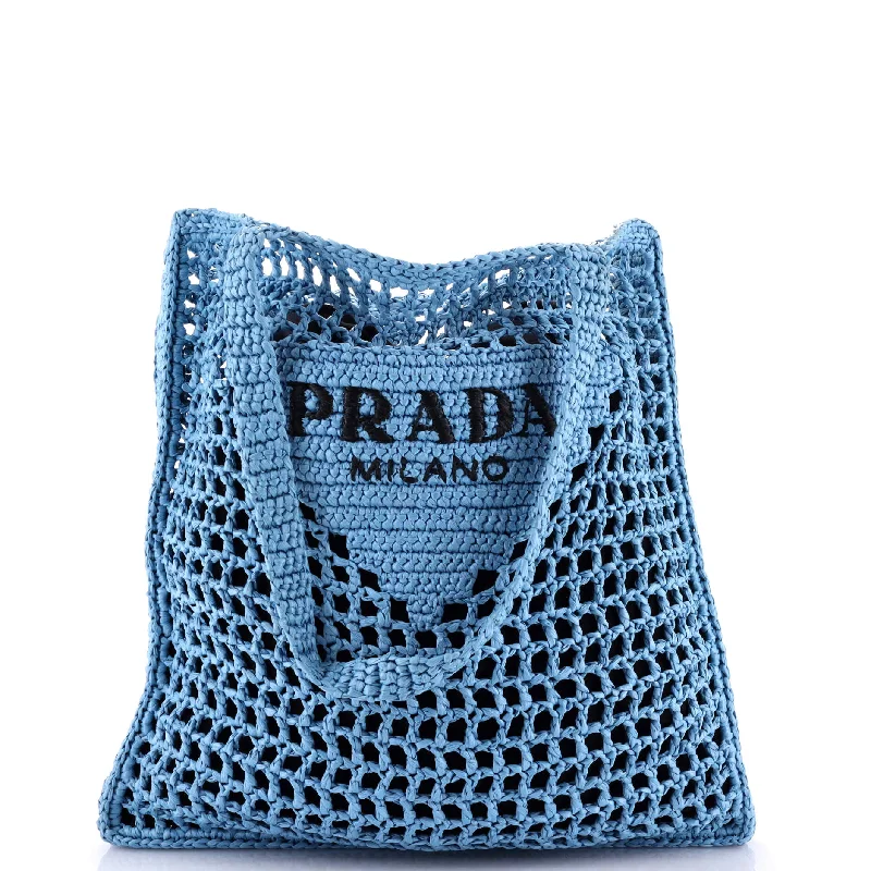 Women's Tote Bag with Detachable Pouch in Purple for Added ConvenienceTriangle Logo Open Tote Raffia